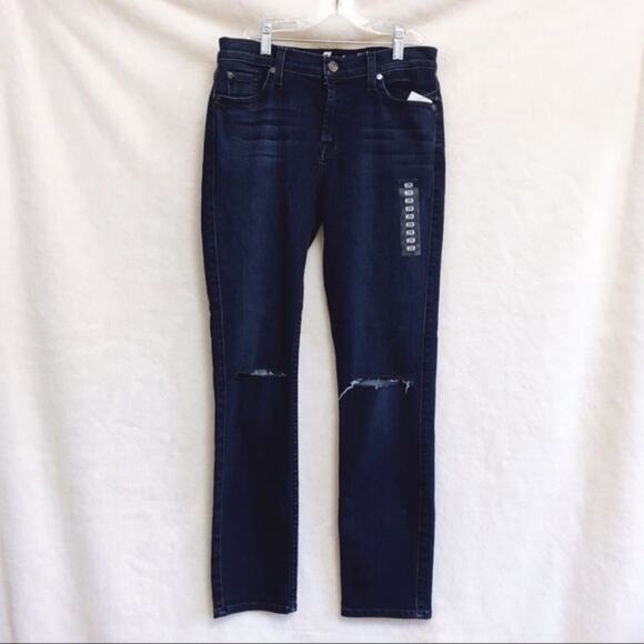 7 For All Mankind Dark Navy Roxanne Crop Skinny Jeans - Picture 2 of 5